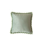 Throw Pillow Velvet-Look Pom-Pom Border Removable Concealed-Zip Cover
