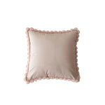 Throw Pillow Velvet-Look Pom-Pom Border Removable Concealed-Zip Cover