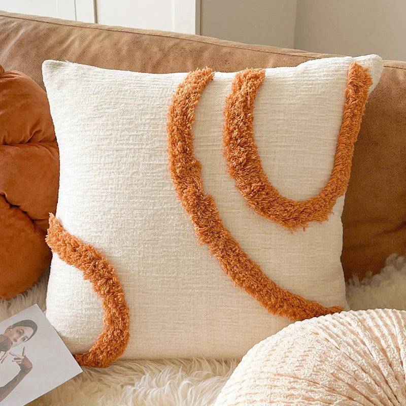 Throw Pillow Velvet Tufted Pumpkin Plush Filling