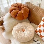 Throw Pillow Velvet Tufted Pumpkin Plush Filling