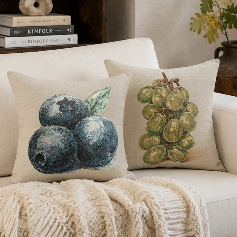 Throw Pillow Vintage Grape Linen Blend Removable Cover