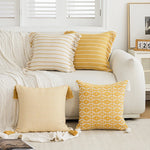 Throw Pillow Woven Striped Fringed Edges