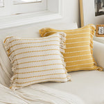 Throw Pillow Woven Striped Fringed Edges