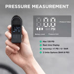 Tire Pump Digital Gauge & Auto-Stop USB-C Rechargeable 120 PSI