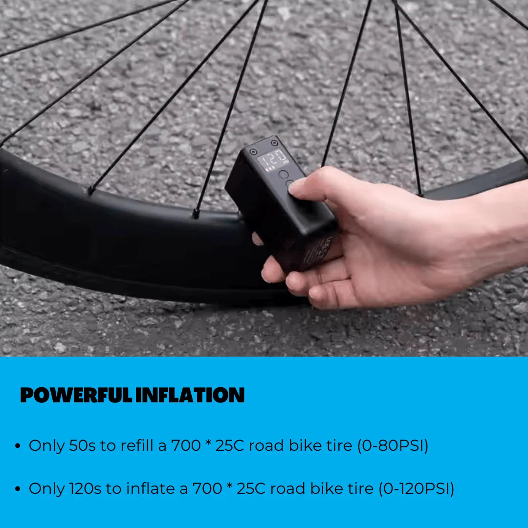 Tire Pump Digital Gauge & Auto-Stop USB-C Rechargeable 120 PSI