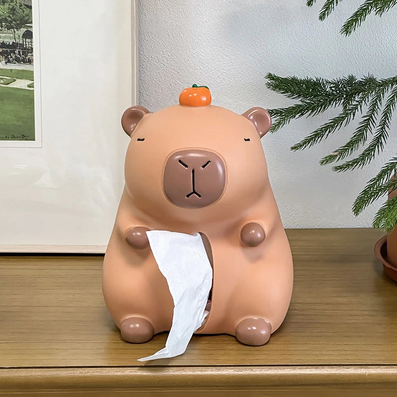 Tissue Box Capybara Design Compact Plastic Wipe-Clean Surface
