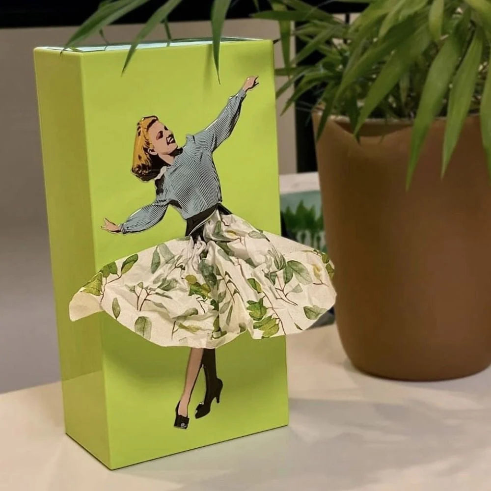 Tissue Box Holder Decorative Flying Skirt Weighted Base