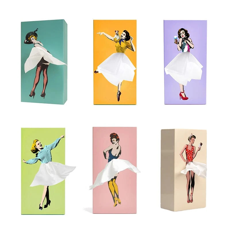 Tissue Box Holder Decorative Flying Skirt Weighted Base