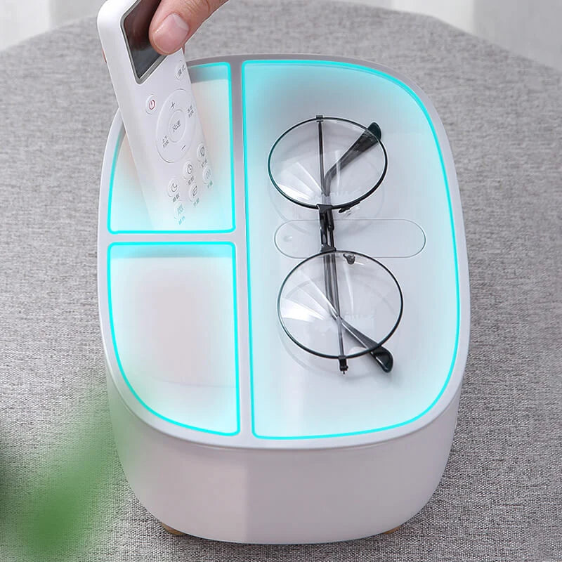 Tissue Box Holder Integrated Phone Stand Dual-Compartment Organizer