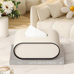 Tissue Box Leather Cover Oval Design Conceals Tissues