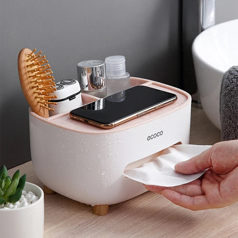 Tissue Dispenser With Phone Holder Dual-Function Design