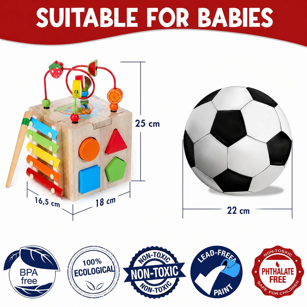 Toddler Activity Cube 8-In-1 Rubberwood Learning Toy
