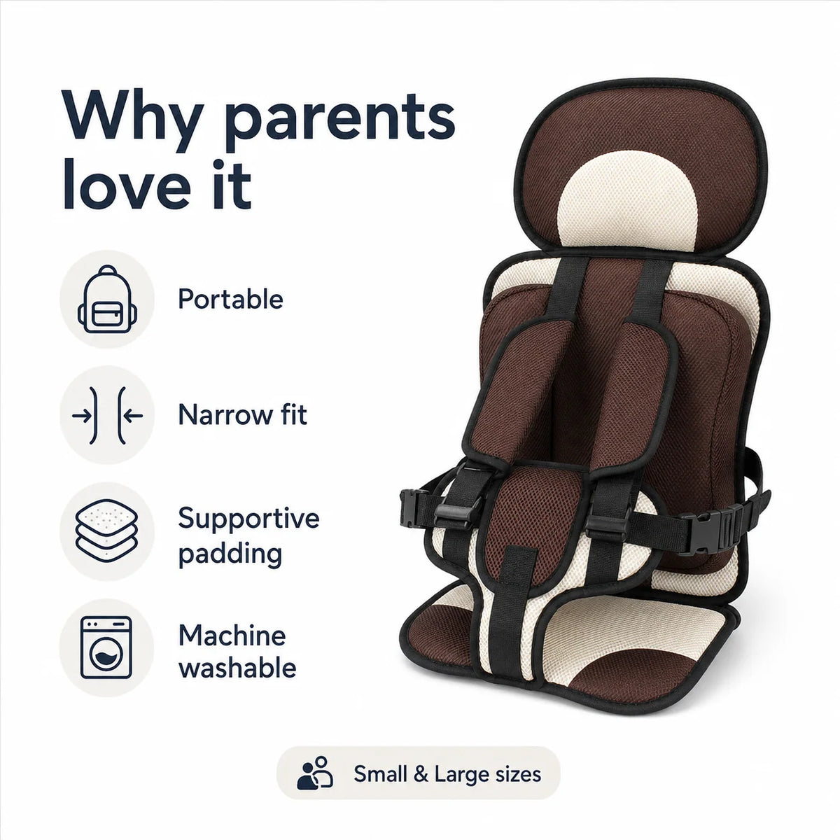 Toddler Car Seat Portable Reinforced Harness Machine Washable Cover
