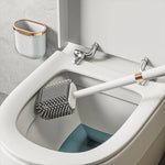 Toilet Brush Flexible Silicone Head Wall-Mounted Holder