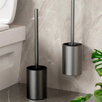 Toilet Brush and Holder Set Aluminum Wall-Mounted No-Drill Design