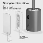 Toilet Brush and Holder Set Aluminum Wall-Mounted No-Drill Design