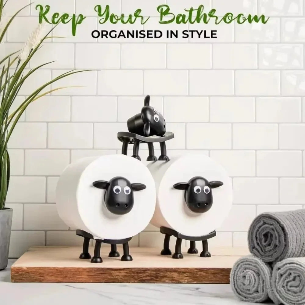 Toilet Paper Holder Sheep-Shaped Non-Slip Base Space-Saving