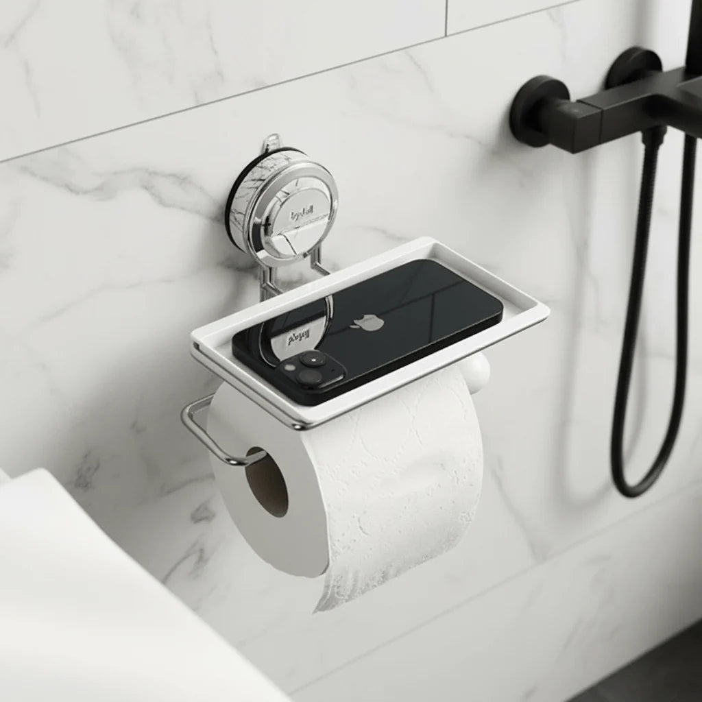 Toilet Paper Holder Stainless Steel Strong Suction Mount Drill-Free