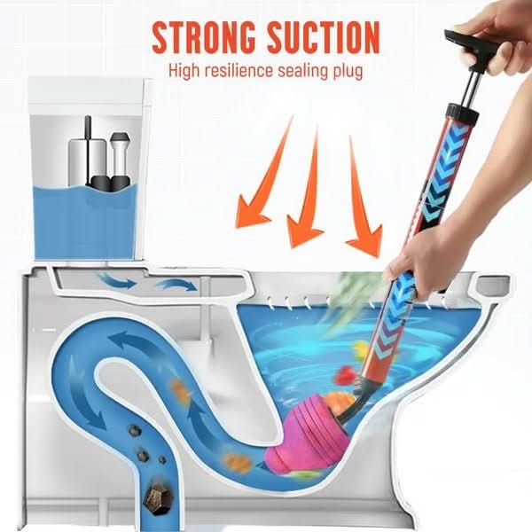 Toilet Plunger Compressed Air Interchangeable Attachments Chemical-Free