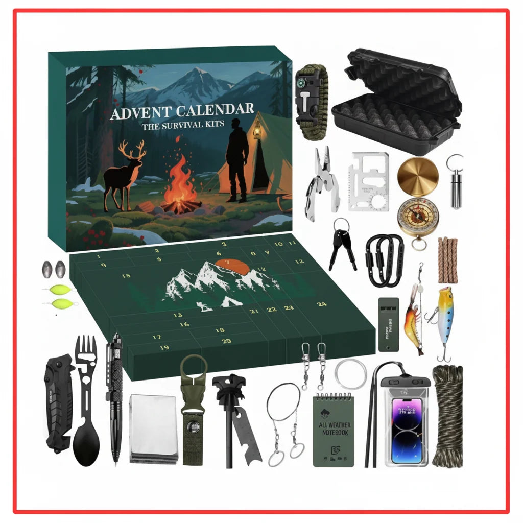 Tool Advent Calendar 24-Piece Outdoor Set for Camping & DIY
