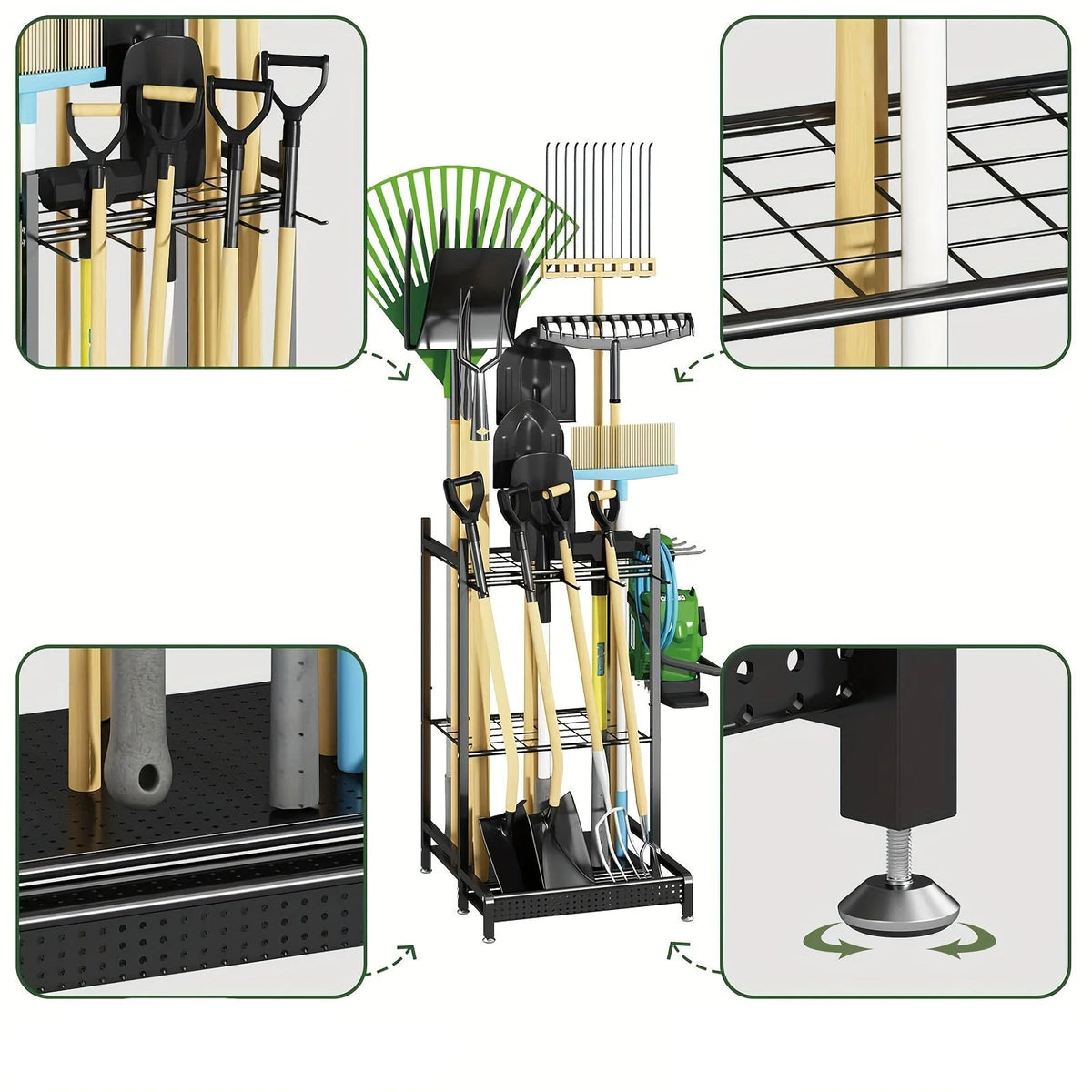 Tool & Hose Rack Three-Tier Carbon Steel Rust-Resistant