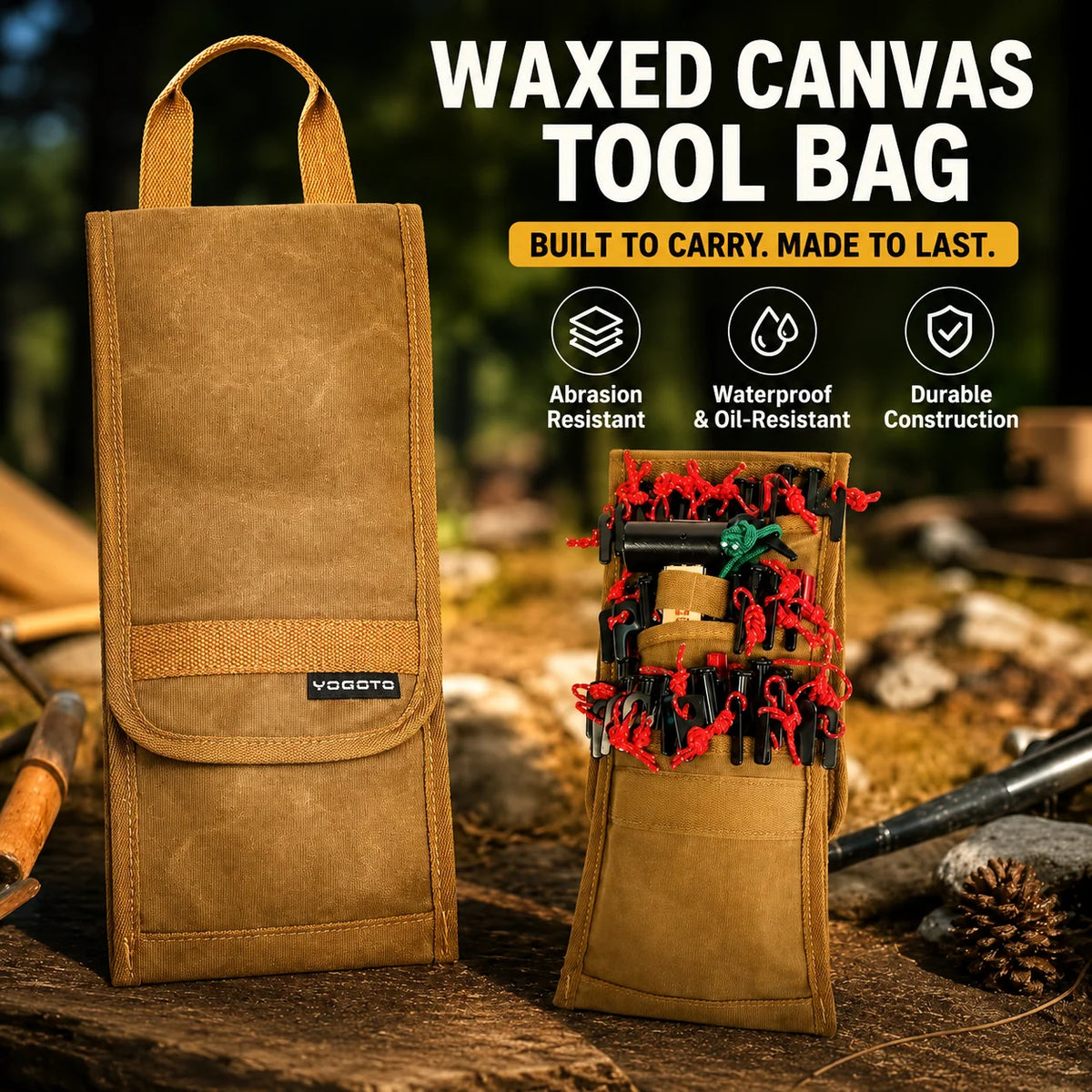 Tool Roll Waxed Canvas Multiple Pockets