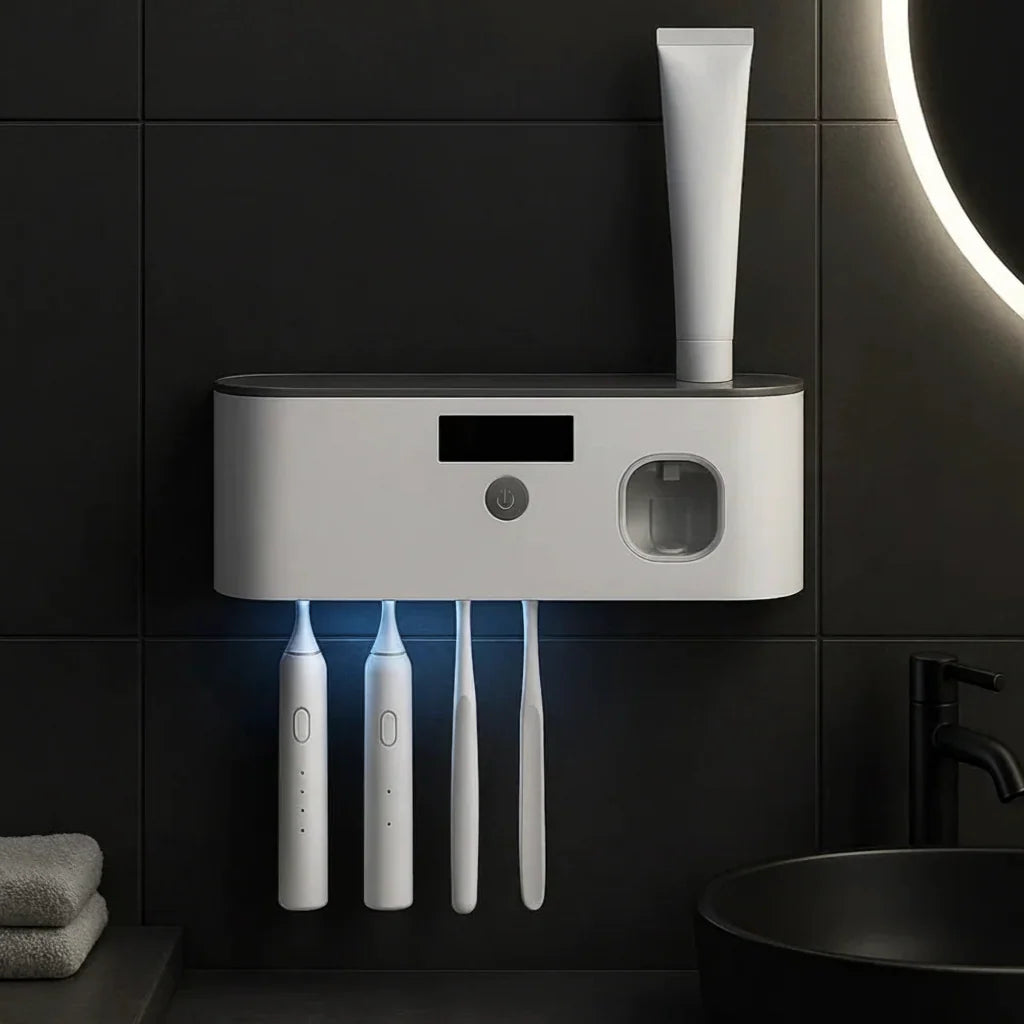 Toothbrush Holder Wall-Mounted Automatic Dispenser & UV Sterilizer Five-Slot