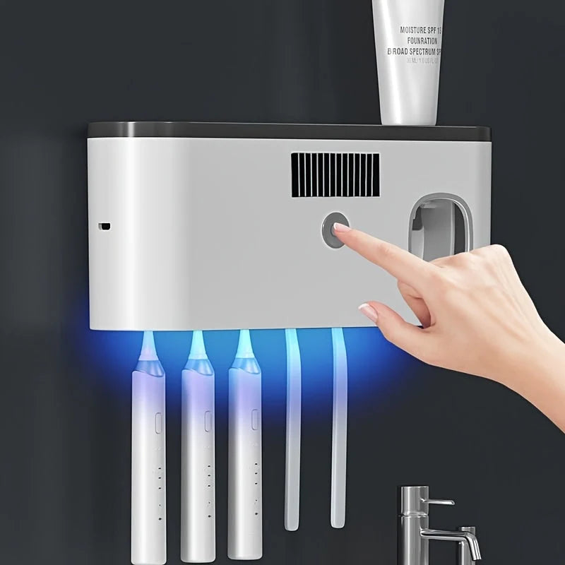 Toothbrush Holder Wall-Mounted Automatic Dispenser & UV Sterilizer Five-Slot