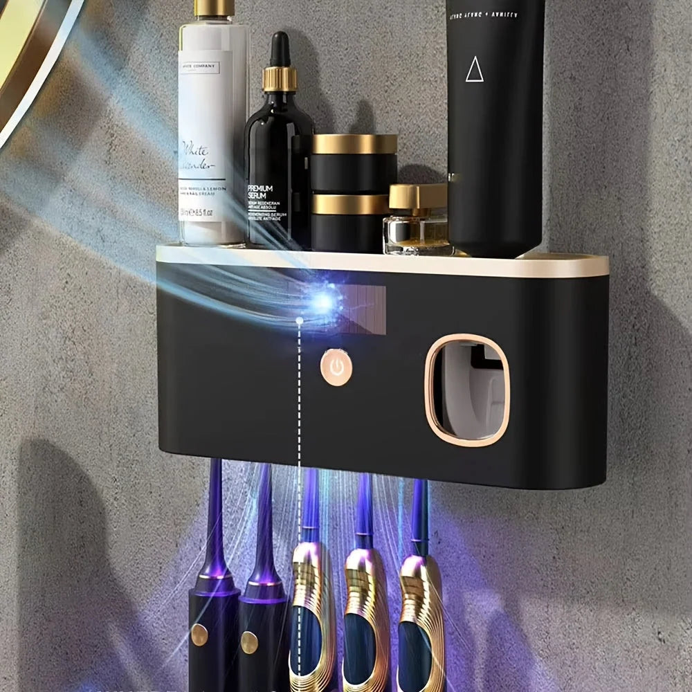 Toothbrush Holder Wall-Mounted Automatic Dispenser & UV Sterilizer Five-Slot