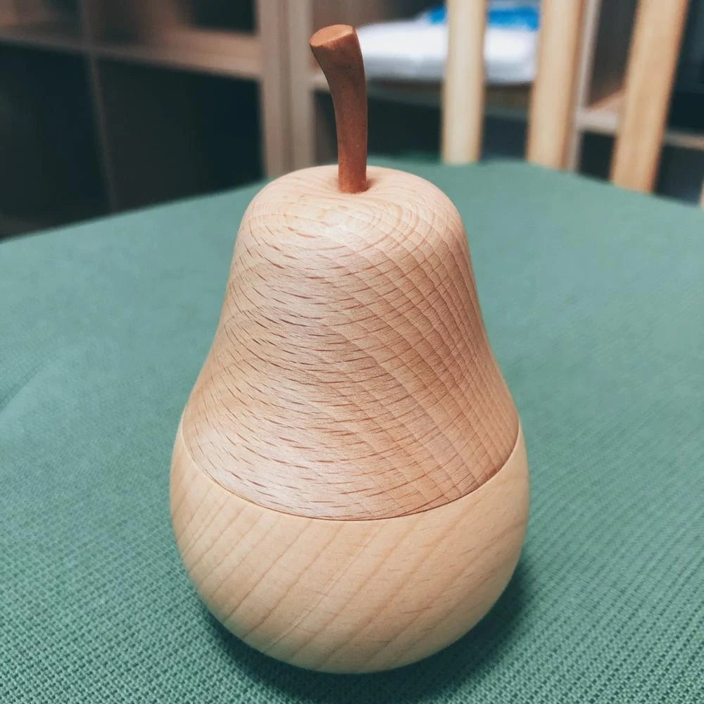 Toothpick Holder Wooden Pear-Shaped Compact