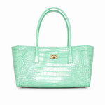 Tote Bag Crocodile-Textured Faux Leather Spacious Double Handles