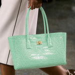 Tote Bag Crocodile-Textured Faux Leather Spacious Double Handles