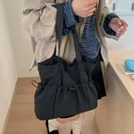 Tote Bag Drawstring Closure Checkered Pattern Spacious Compartment