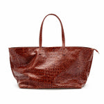 Tote Bag Large Capacity Crocodile Texture Zip Closure