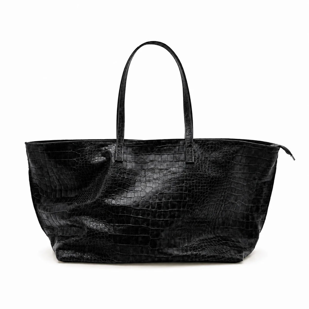 Tote Bag Large Capacity Crocodile Texture Zip Closure