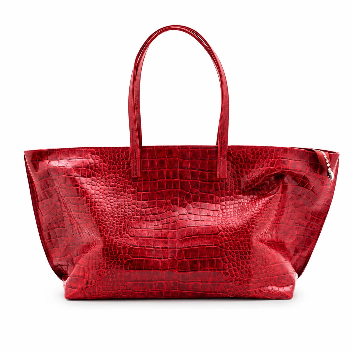 Tote Bag Large Capacity Crocodile Texture Zip Closure