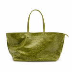 Tote Bag Large Capacity Crocodile Texture Zip Closure