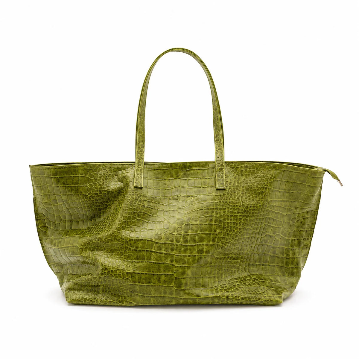 Tote Bag Large Capacity Crocodile Texture Zip Closure