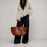 Tote Bag Large Capacity Crocodile Texture Zip Closure
