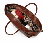 Tote Bag Large Capacity Crocodile Texture Zip Closure