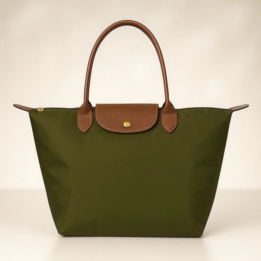 Tote Bag Leather Handles & Waterproof Lining