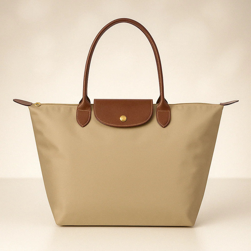 Tote Bag Leather Handles & Waterproof Lining