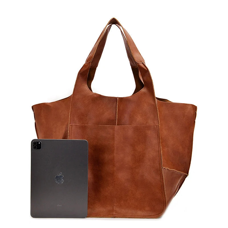Tote Bag Oversized Scratch-Resistant PU Leather Convertible