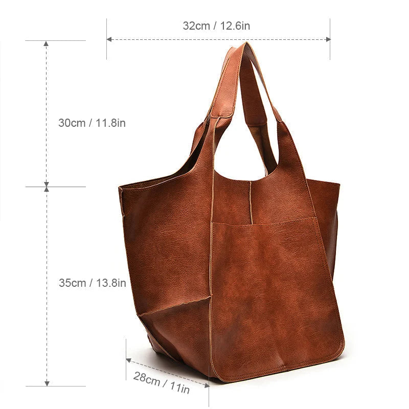 Tote Bag Oversized Scratch-Resistant PU Leather Convertible
