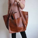 Tote Bag Oversized Scratch-Resistant PU Leather Convertible
