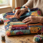 Tote Bag Quilted Cotton Blend Machine-Washable Black Cat Print