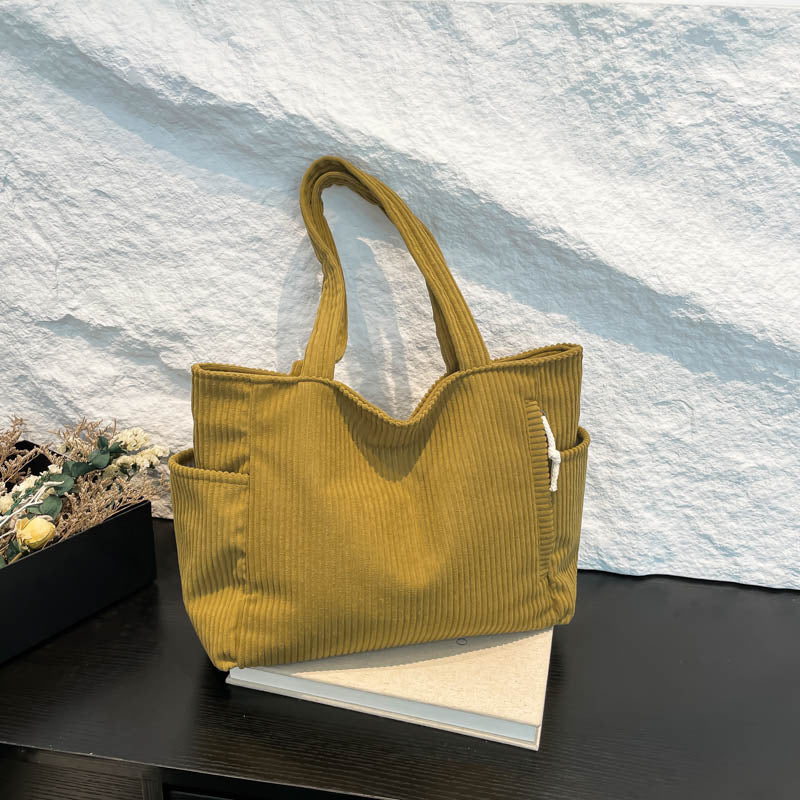 Tote Bag Textured Fabric Multiple Pockets roomy interior