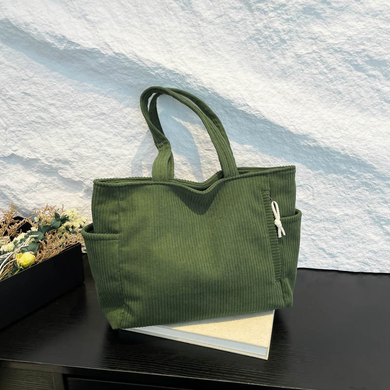 Tote Bag Textured Fabric Multiple Pockets roomy interior