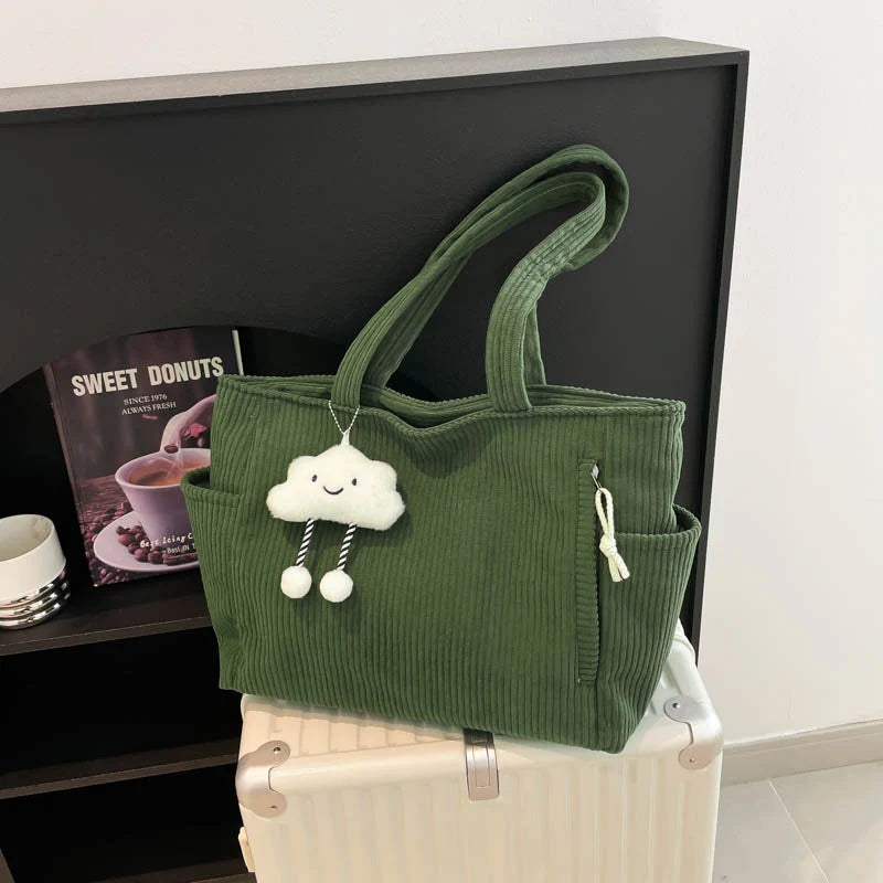 Tote Bag Textured Fabric Multiple Pockets roomy interior