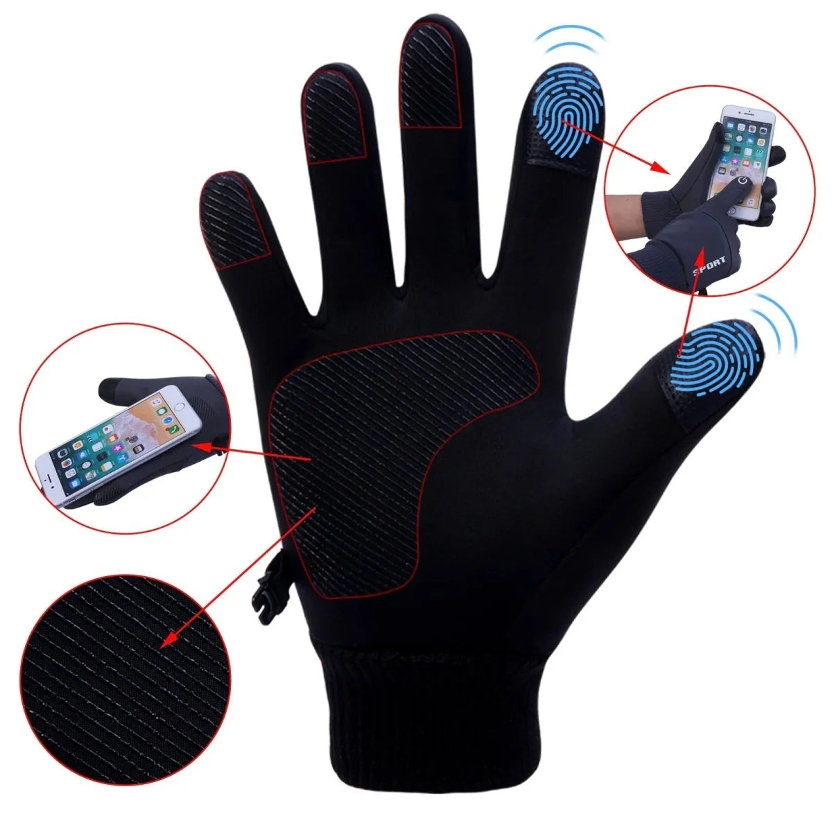 Touchscreen Gloves Thermal Insulated Water-Resistant Non-Slip Grip